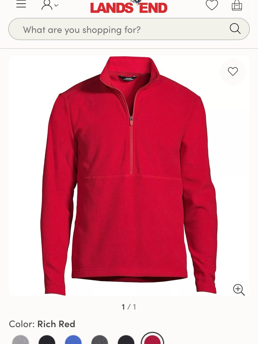 Lands' End Men's Rich Red Quarter-Zip Fleece Sweater | New with Tags